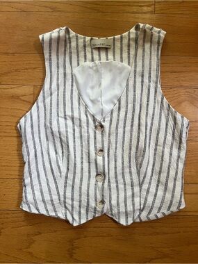 Linen blend striped vest